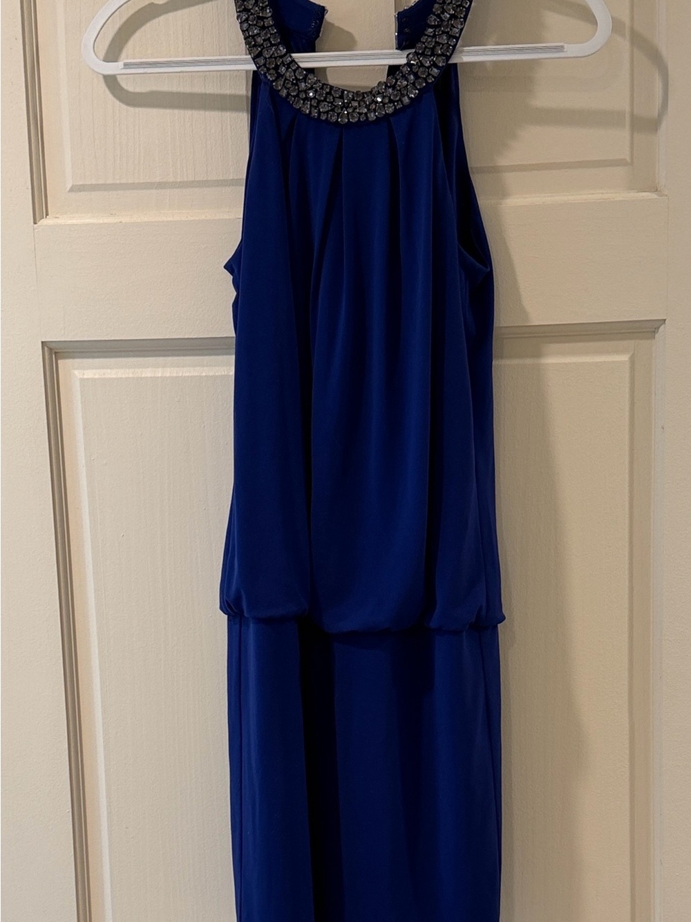 Laundry By Shelli Segal Royal Blue Jeweled Halter Dress